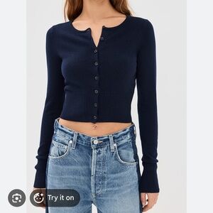 NWT Jenni Kayne Cashmere Finley Cardigan Navy Blue